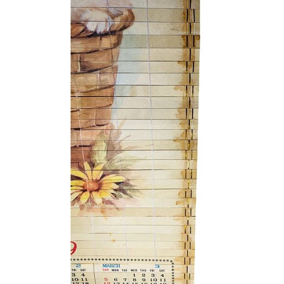 Bamboo Calendar 1988-89 Vintage Hummel Children Kitten 12.5" x 33" Double Sided - Picture 6 of 12